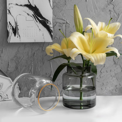 Paris transparent glas Vase gold Rand